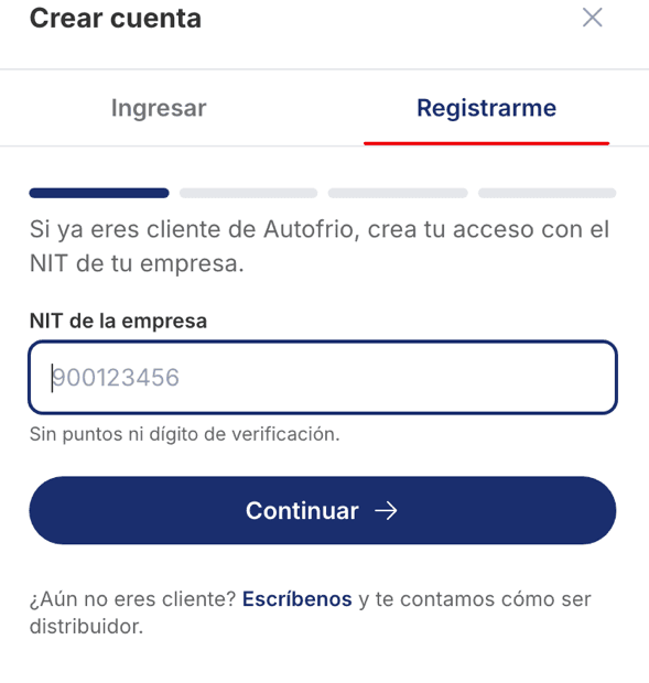 Campo para escribir el NIT de la empresa