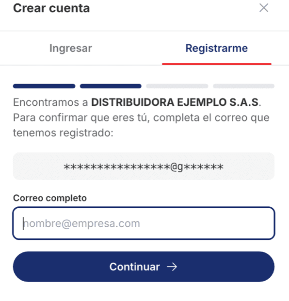 Confirmación del correo registrado